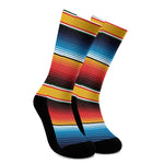 Ethnic Serape Blanket Pattern Print Crew Socks