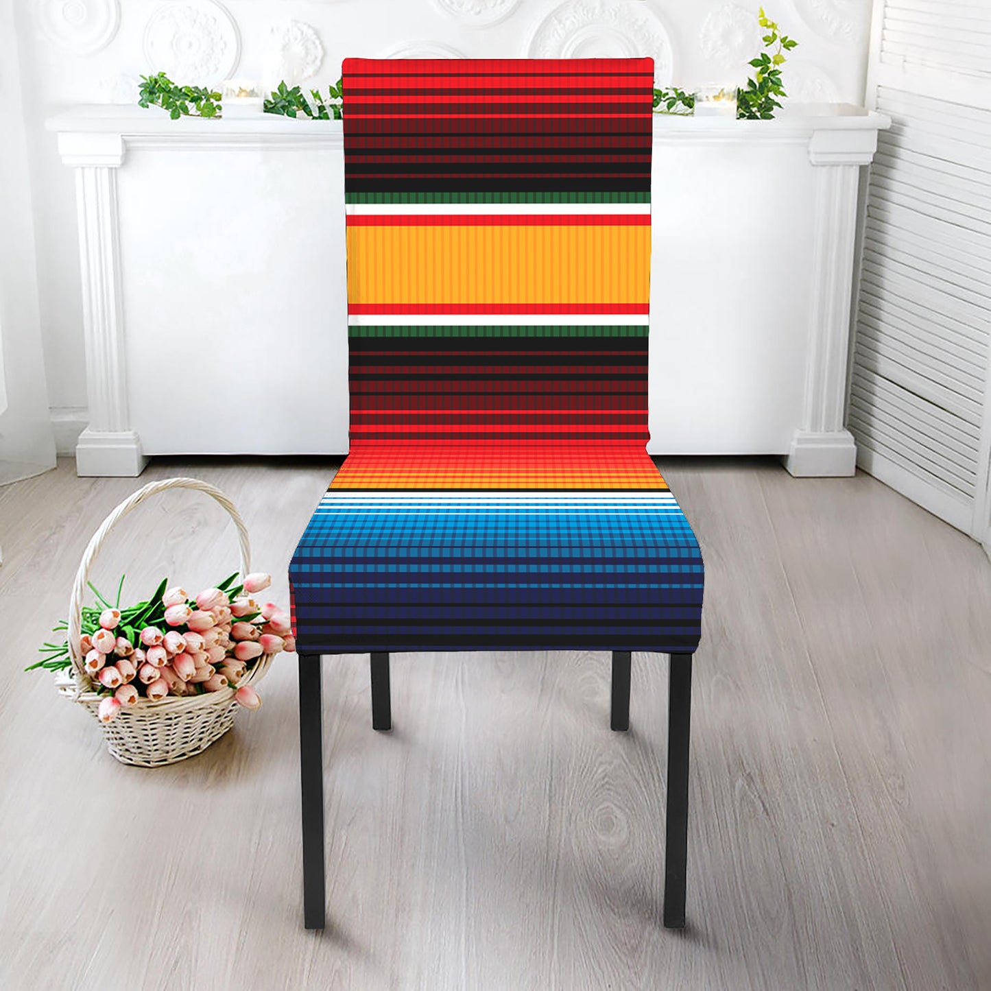 Ethnic Serape Blanket Pattern Print Dining Chair Slipcover
