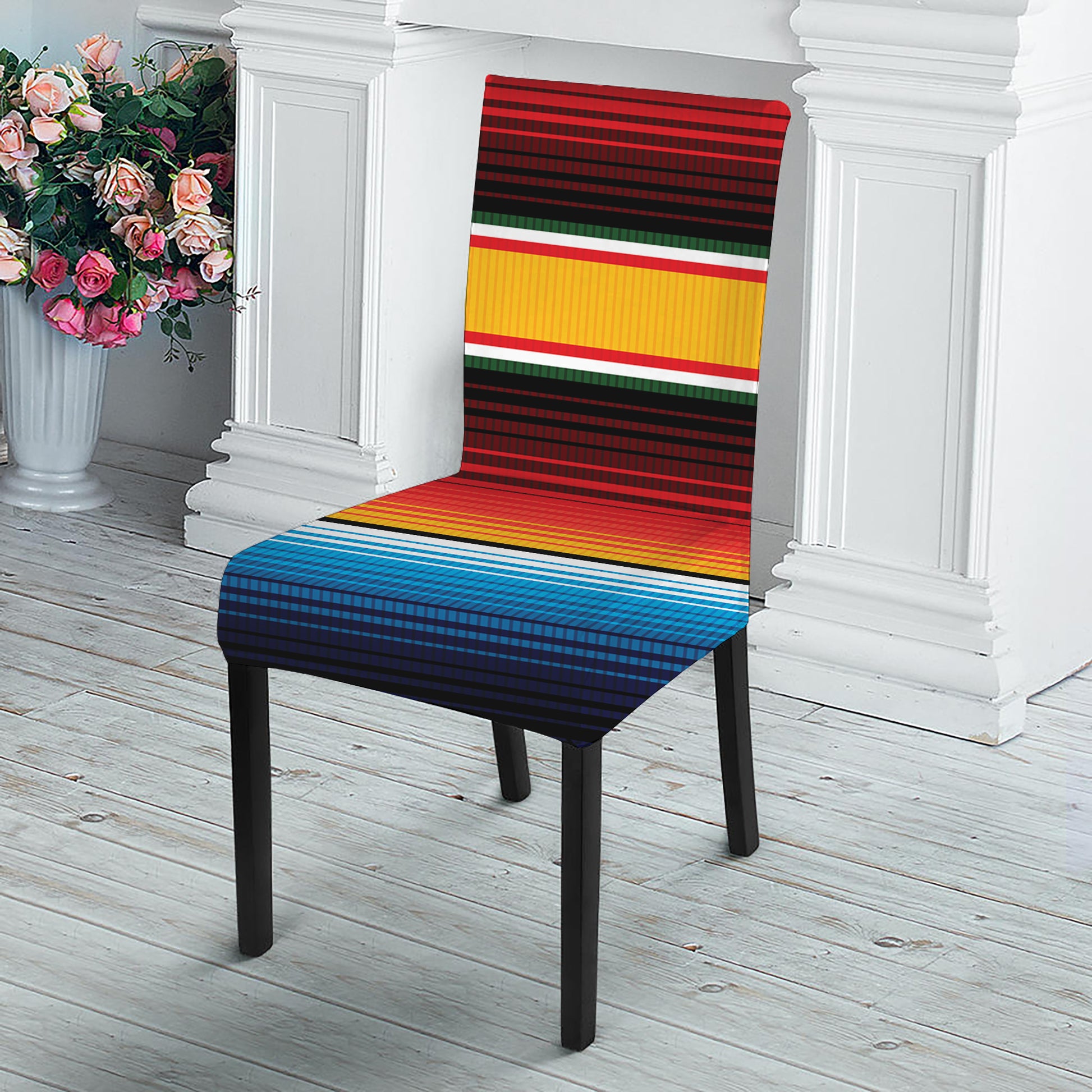 Ethnic Serape Blanket Pattern Print Dining Chair Slipcover