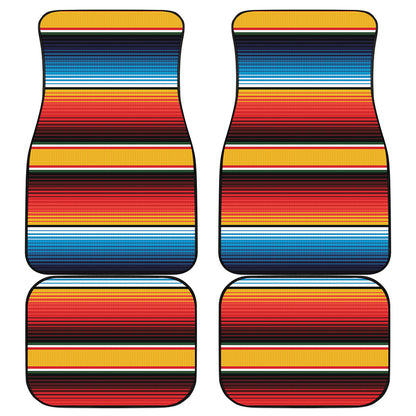 Ethnic Serape Blanket Pattern Print Front and Back Car Floor Mats