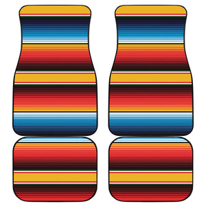 Ethnic Serape Blanket Pattern Print Front and Back Car Floor Mats