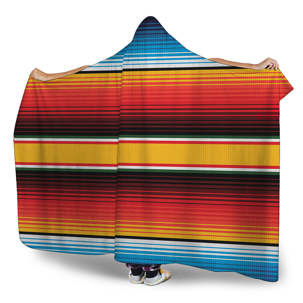 Ethnic Serape Blanket Pattern Print Hooded Blanket