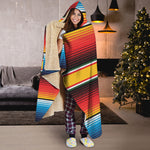 Ethnic Serape Blanket Pattern Print Hooded Blanket