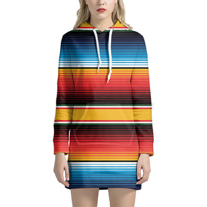 Ethnic Serape Blanket Pattern Print Hoodie Dress