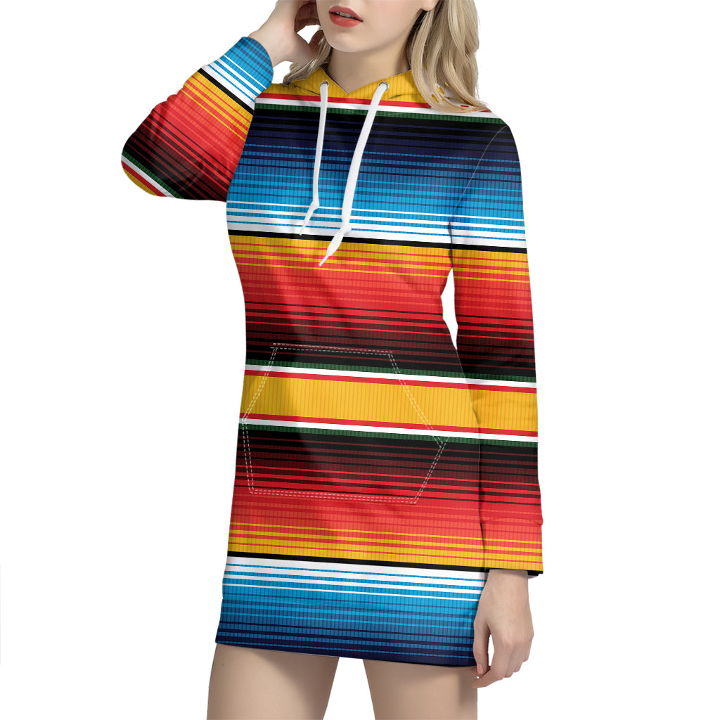 Ethnic Serape Blanket Pattern Print Hoodie Dress