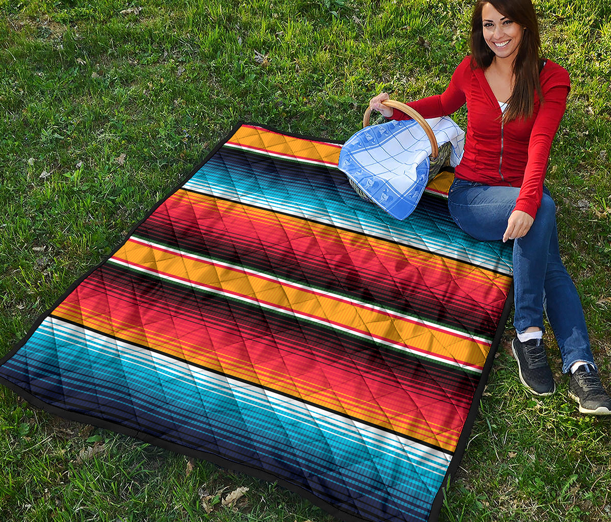 Ethnic Serape Blanket Pattern Print Quilt