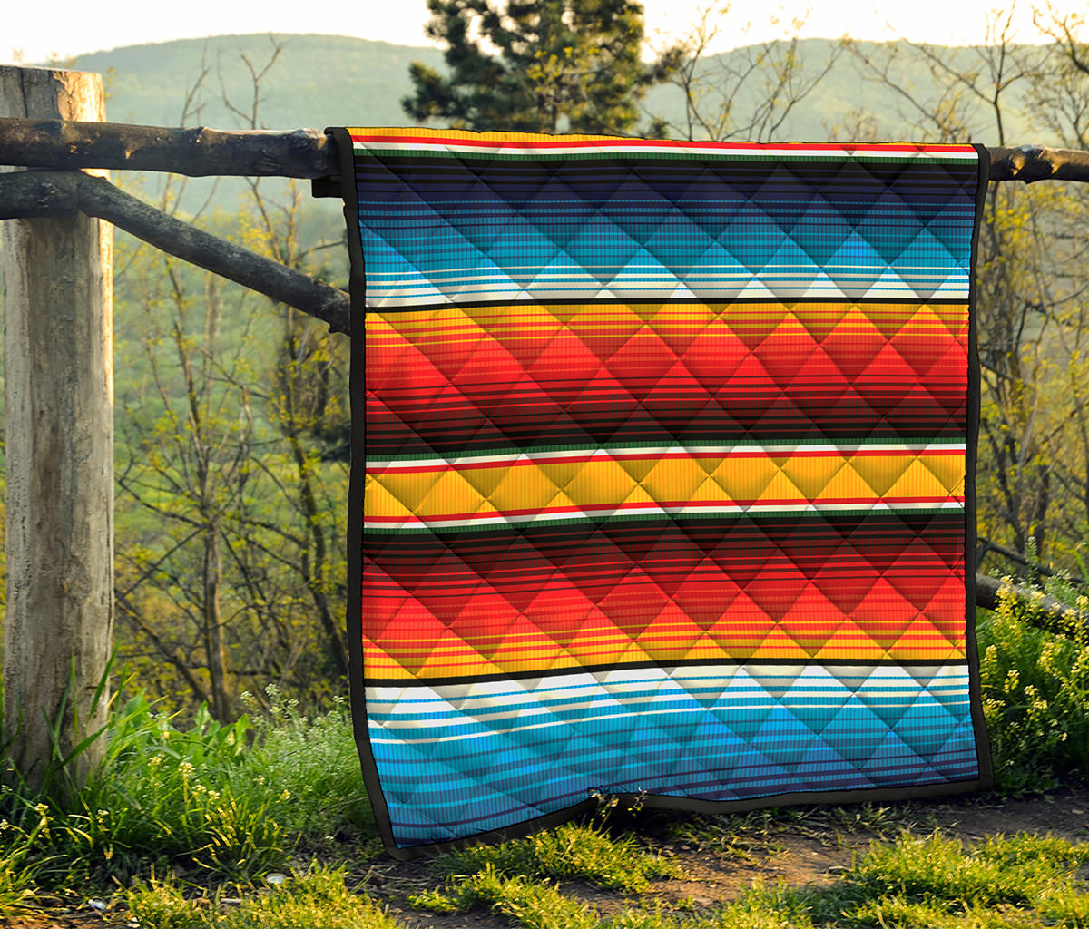 Ethnic Serape Blanket Pattern Print Quilt