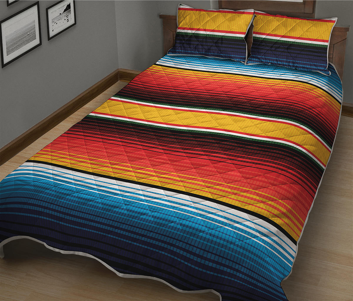 Ethnic Serape Blanket Pattern Print Quilt Bed Set