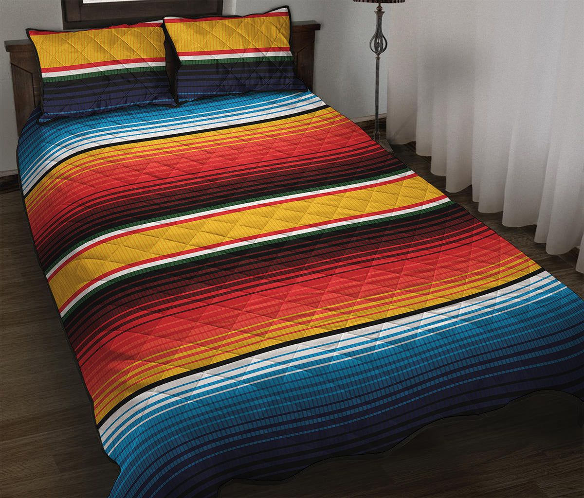 Ethnic Serape Blanket Pattern Print Quilt Bed Set