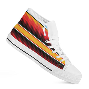 Ethnic Serape Blanket Pattern Print White High Top Shoes