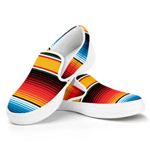 Ethnic Serape Blanket Pattern Print White Slip On Shoes