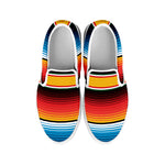 Ethnic Serape Blanket Pattern Print White Slip On Shoes