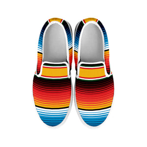 Ethnic Serape Blanket Pattern Print White Slip On Shoes