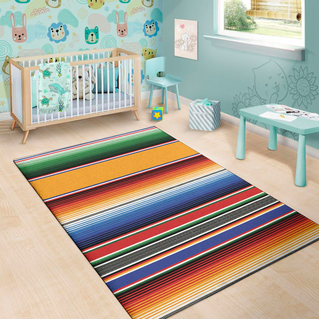 Ethnic Serape Blanket Stripe Print Area Rug