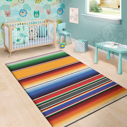 Ethnic Serape Blanket Stripe Print Area Rug