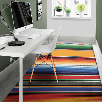 Ethnic Serape Blanket Stripe Print Area Rug