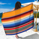Ethnic Serape Blanket Stripe Print Beach Sarong Wrap