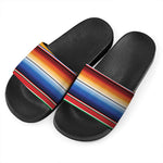 Ethnic Serape Blanket Stripe Print Black Slide Sandals