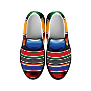 Ethnic Serape Blanket Stripe Print Black Slip On Shoes