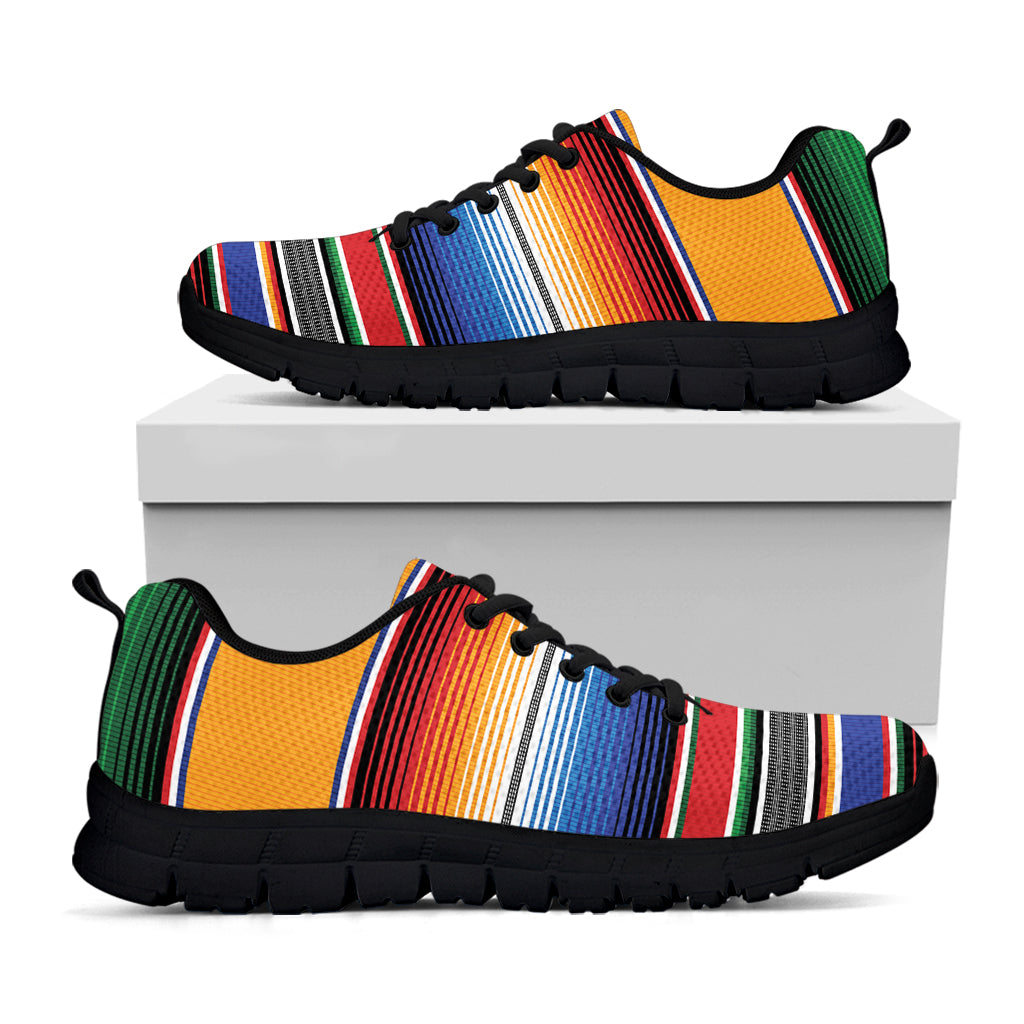 Ethnic Serape Blanket Stripe Print Black Sneakers