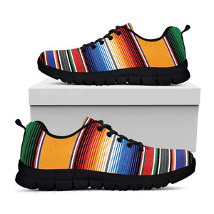 Ethnic Serape Blanket Stripe Print Black Sneakers