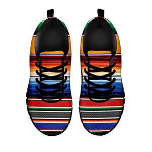 Ethnic Serape Blanket Stripe Print Black Sneakers