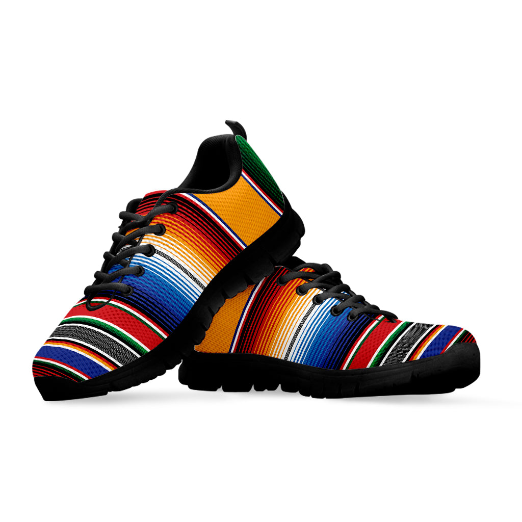 Ethnic Serape Blanket Stripe Print Black Sneakers