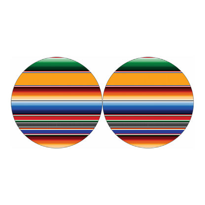 Ethnic Serape Blanket Stripe Print Car Coasters