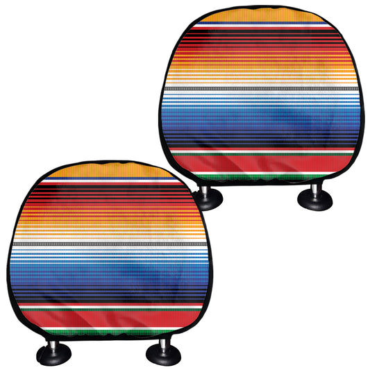 Ethnic Serape Blanket Stripe Print Car Headrest Covers