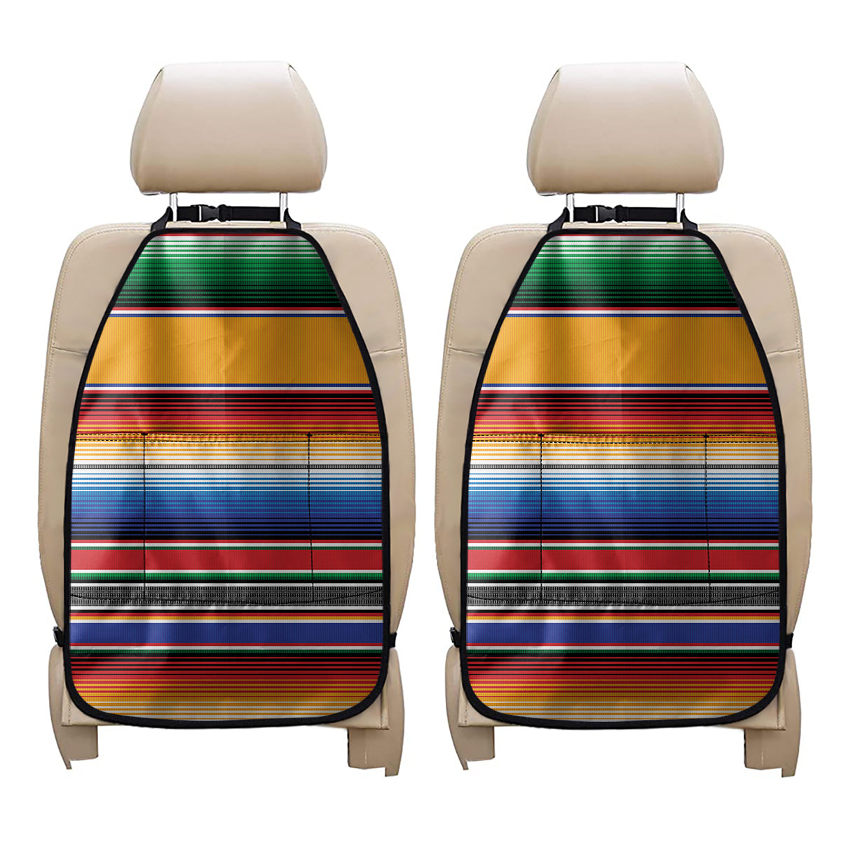 Ethnic Serape Blanket Stripe Print Car Seat Organizers