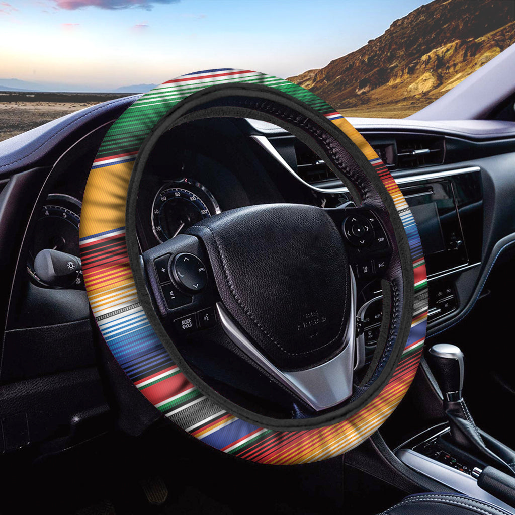 Ethnic Serape Blanket Stripe Print Car Steering Wheel Cover