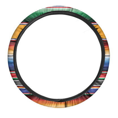 Ethnic Serape Blanket Stripe Print Car Steering Wheel Cover