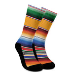 Ethnic Serape Blanket Stripe Print Crew Socks