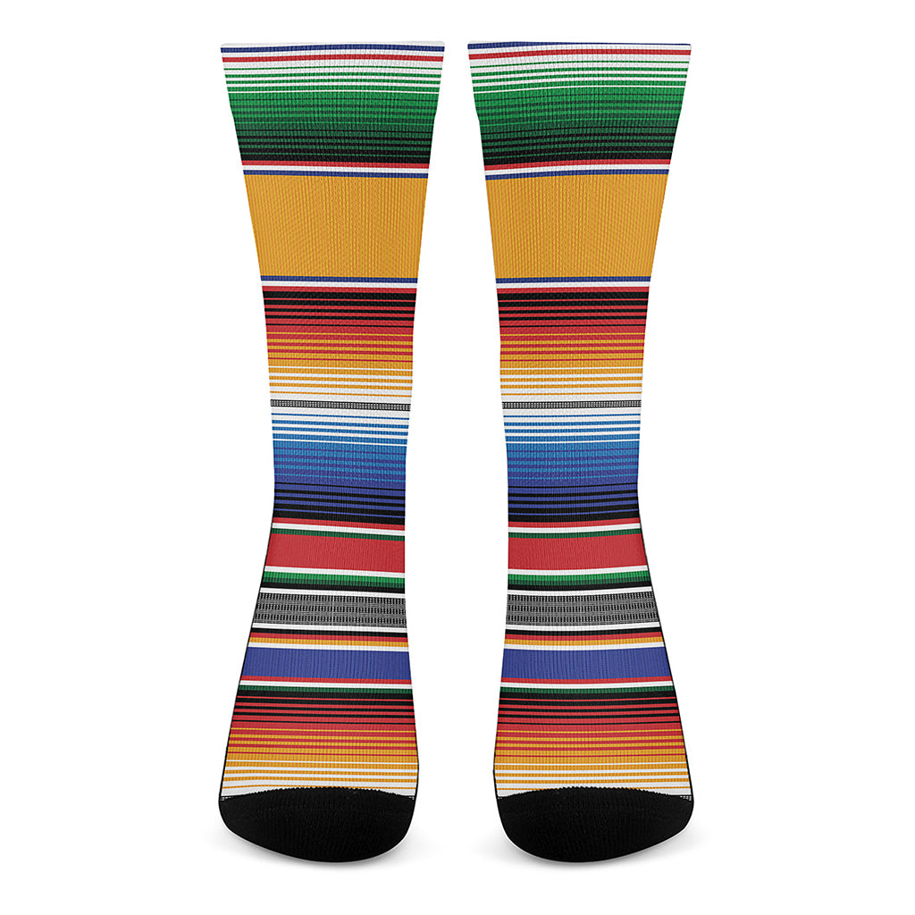 Ethnic Serape Blanket Stripe Print Crew Socks