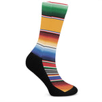 Ethnic Serape Blanket Stripe Print Crew Socks