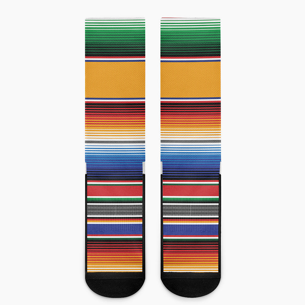 Ethnic Serape Blanket Stripe Print Crew Socks