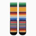 Ethnic Serape Blanket Stripe Print Crew Socks