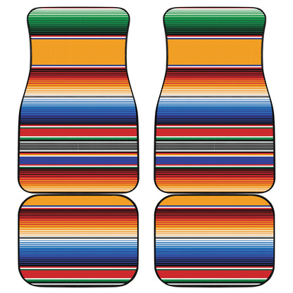 Ethnic Serape Blanket Stripe Print Front and Back Car Floor Mats