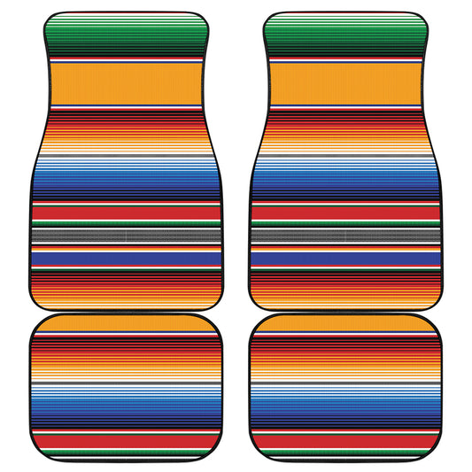 Ethnic Serape Blanket Stripe Print Front and Back Car Floor Mats