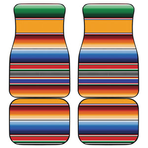 Ethnic Serape Blanket Stripe Print Front and Back Car Floor Mats