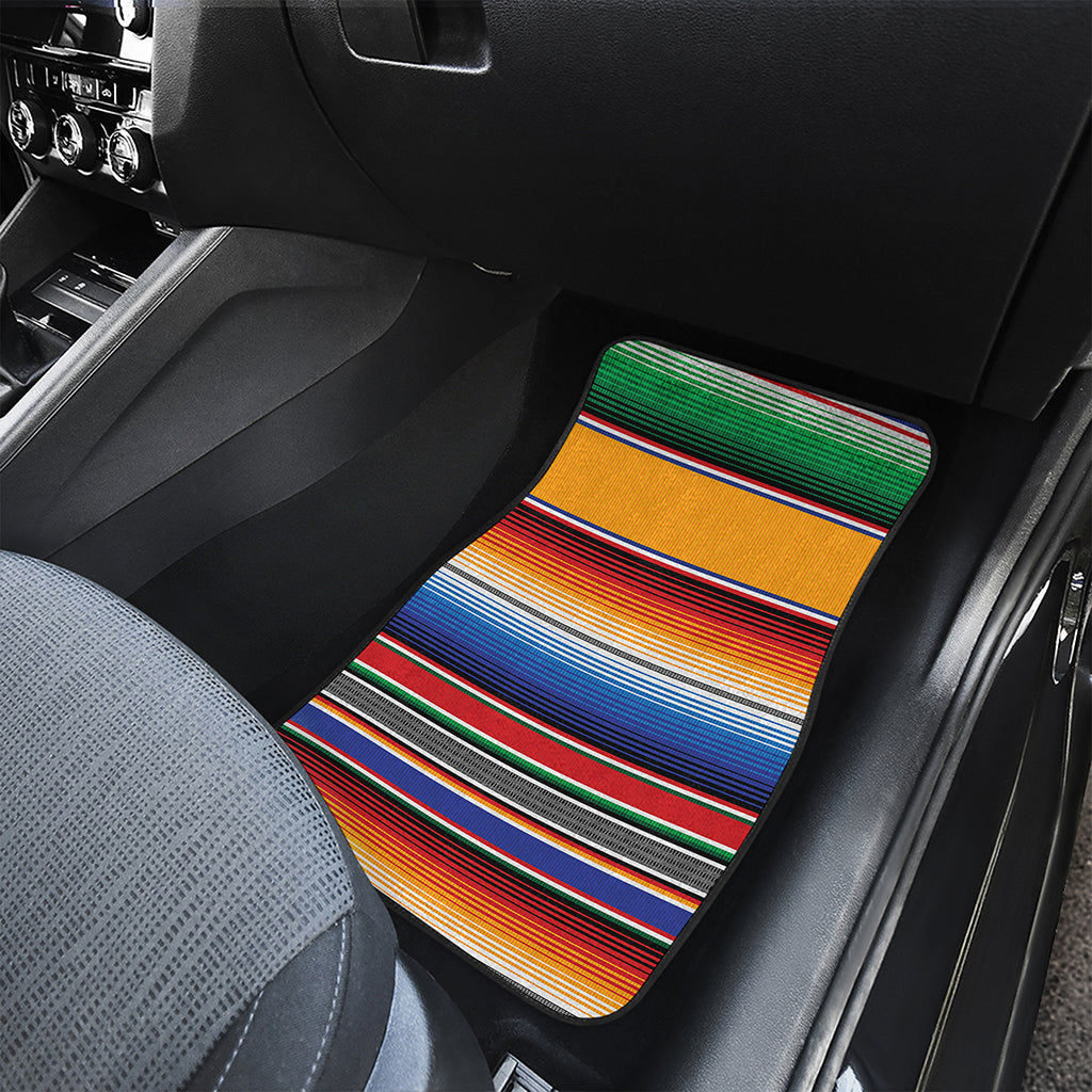 Ethnic Serape Blanket Stripe Print Front and Back Car Floor Mats