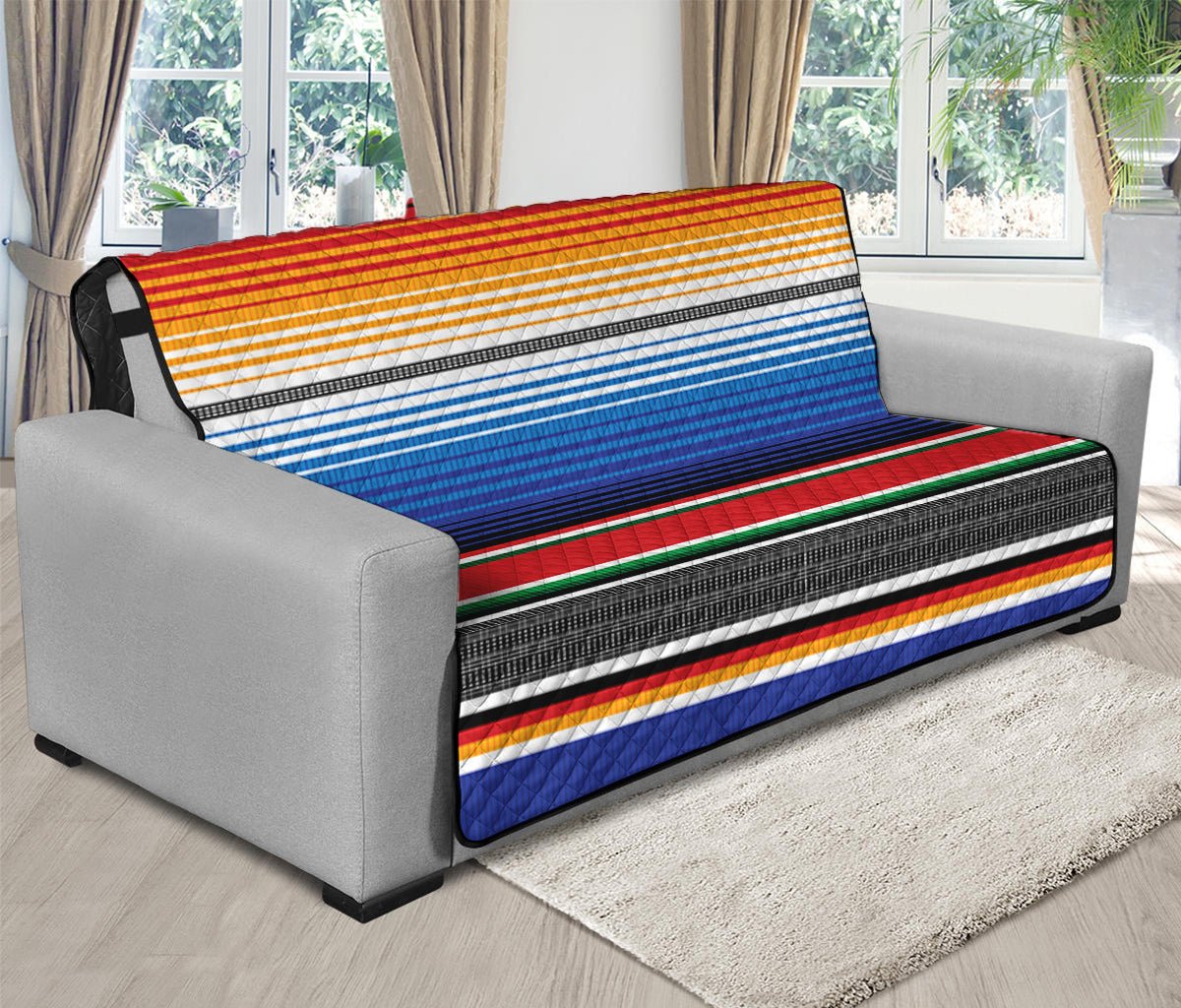 Ethnic Serape Blanket Stripe Print Futon Protector