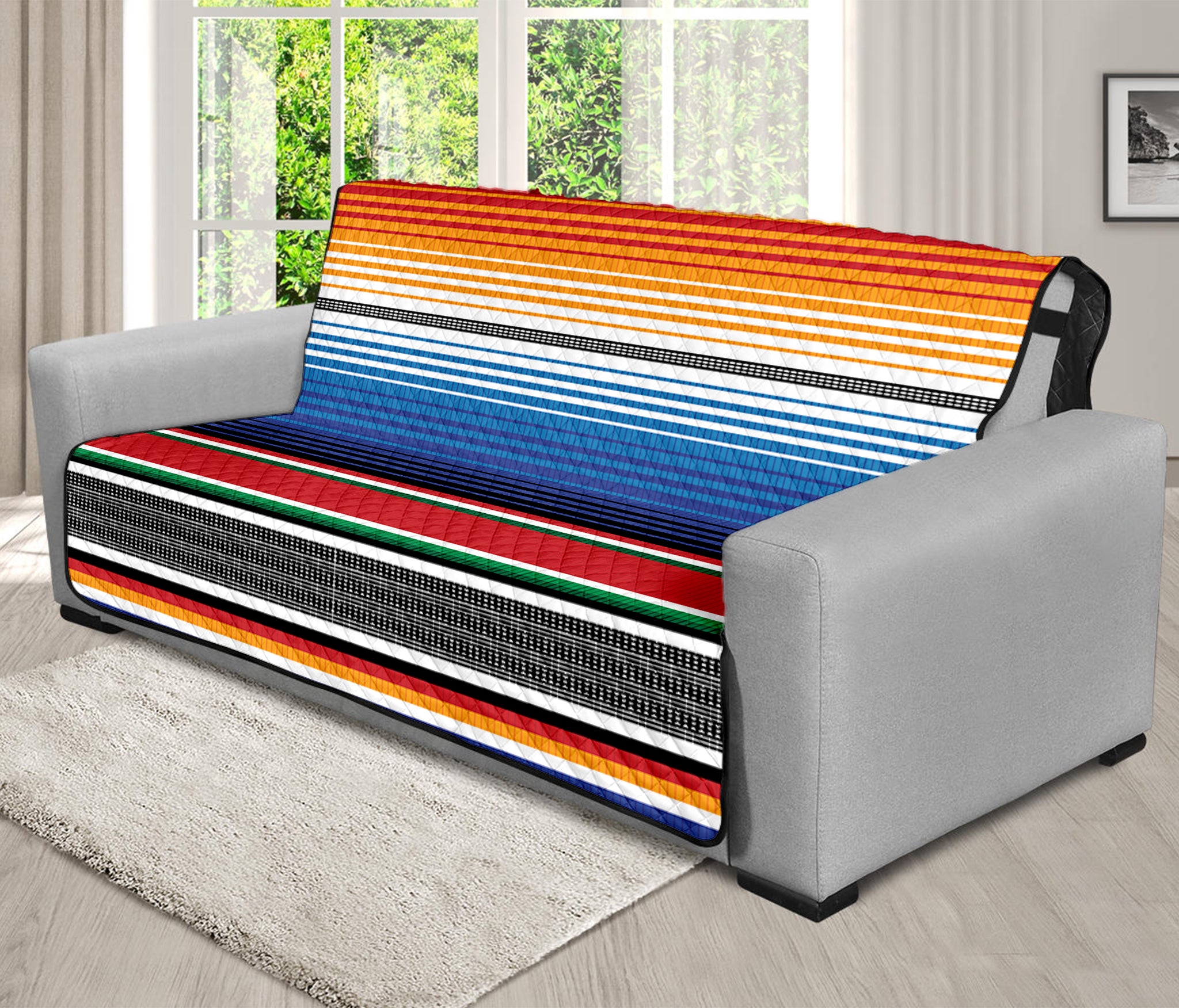 Ethnic Serape Blanket Stripe Print Futon Protector