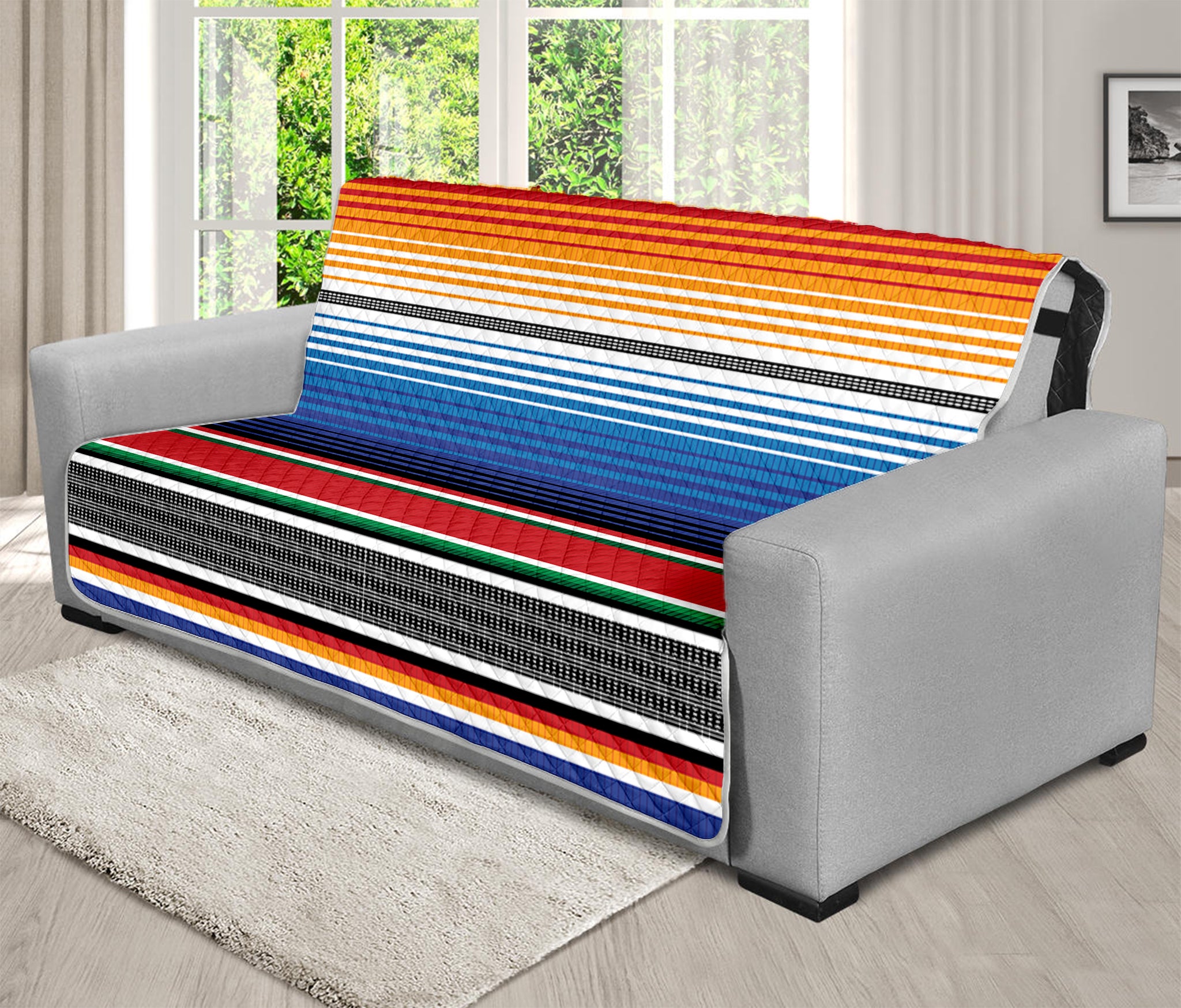 Ethnic Serape Blanket Stripe Print Futon Protector