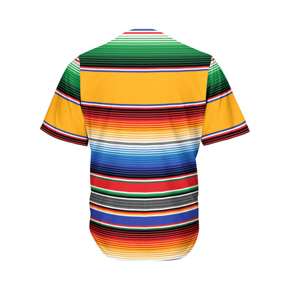 Ethnic Serape Blanket Stripe Print Men's Baseball Jersey