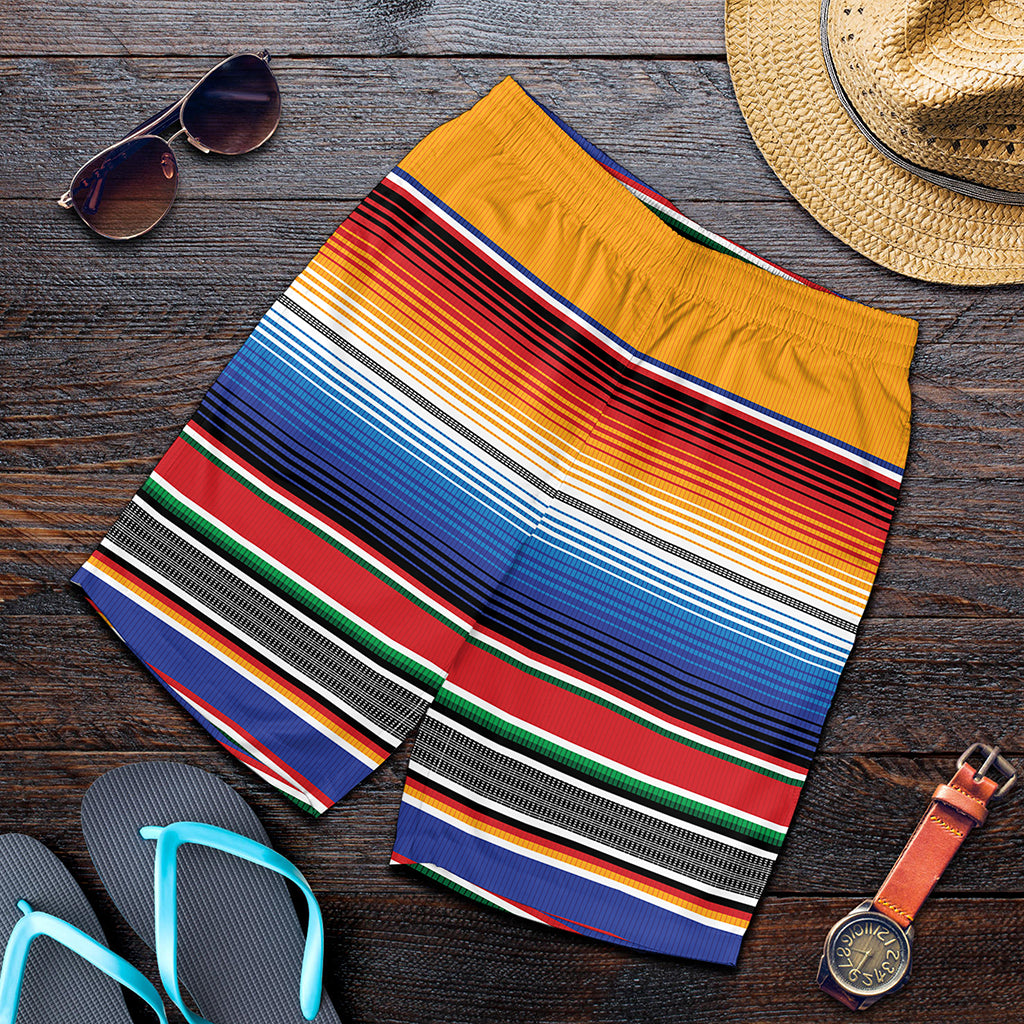 Ethnic Serape Blanket Stripe Print Men's Shorts