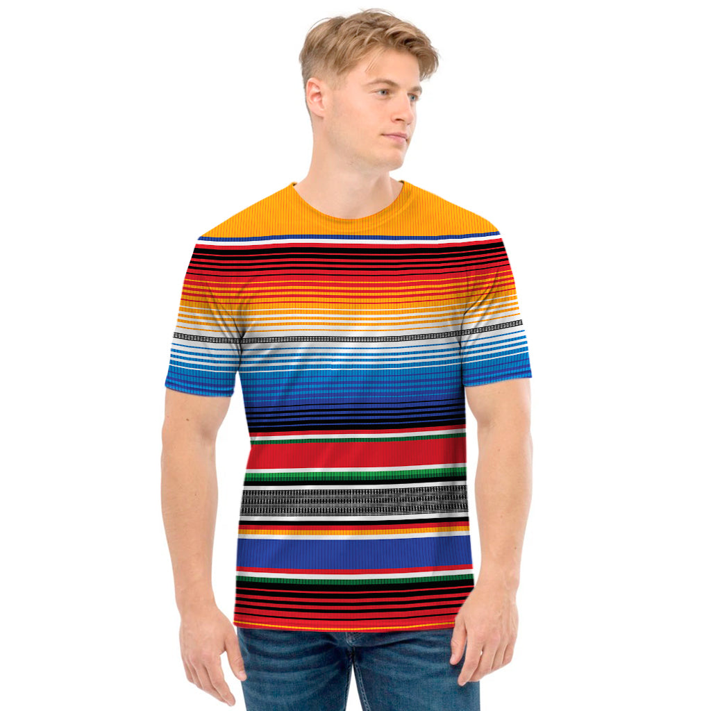 Ethnic Serape Blanket Stripe Print Men's T-Shirt