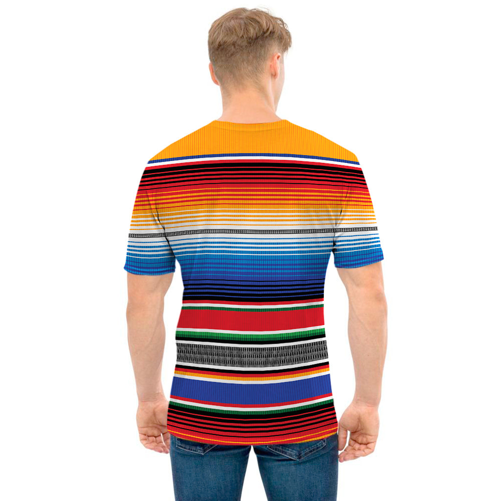 Ethnic Serape Blanket Stripe Print Men's T-Shirt