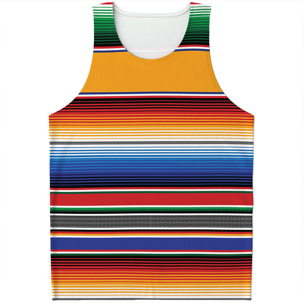 Ethnic Serape Blanket Stripe Print Men's Tank Top