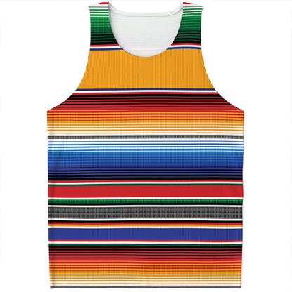 Ethnic Serape Blanket Stripe Print Men's Tank Top